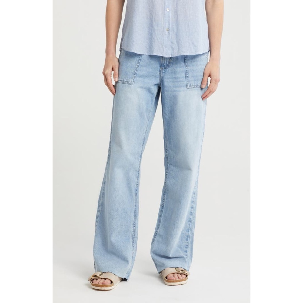 Lucky Brand Light Wash Wide Leg Patch Pocket Jeans